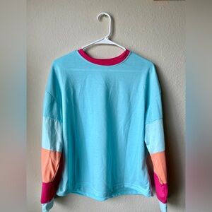 Color block Aqua Blue Top